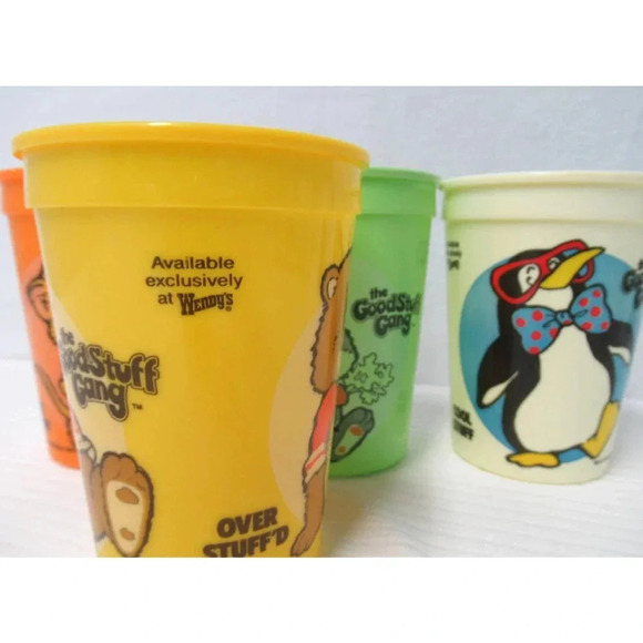 Vintage The Good Stuff Gang Wendy’s Cups Cartoon Kids Plastic Set of 4 - Picture 2 of 5